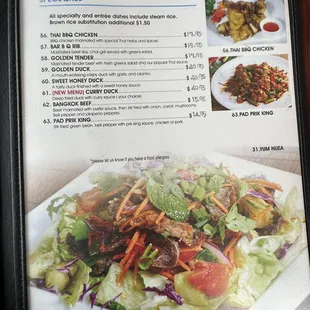 salads, menu