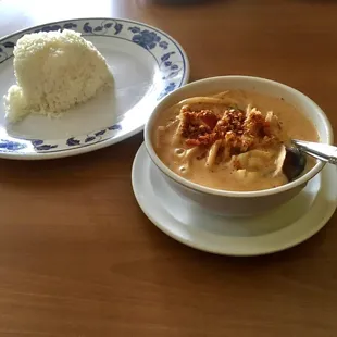 Red Curry with Calamari.