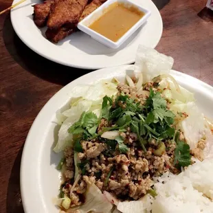 Chicken satay, laarb, &amp; pad Thai:)) $7.75 for most lunch time entree prices!