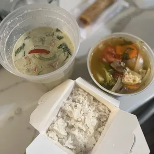 Green Curry, Tom Yum Soup, Spring Roll (6pc)