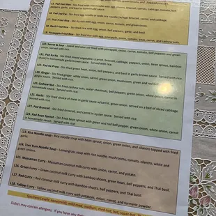 Lunch menu