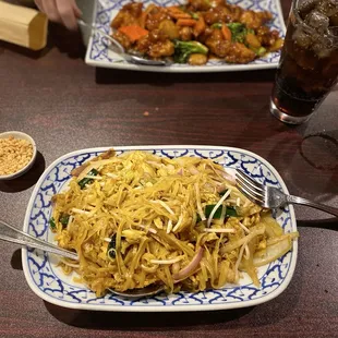 Pad Thai chicken and general toa chicken. amazing