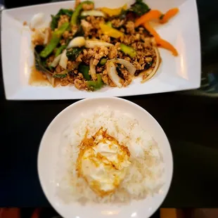 Spice Basil rice and egg on top