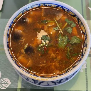 Tom Yum w/ Shrimp spicy  level 4 so tasty