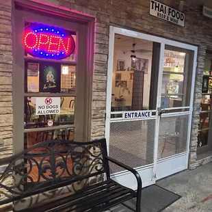 the entrance to the restaurant