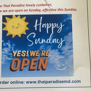 Now open on Sundays (as of September 2022)