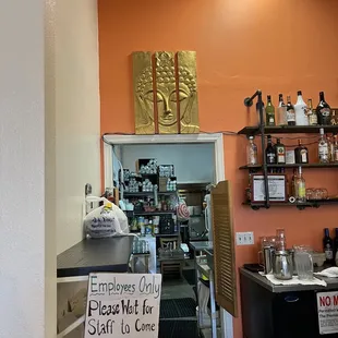 a sign in a restaurant