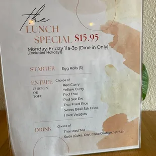 Lunch menu