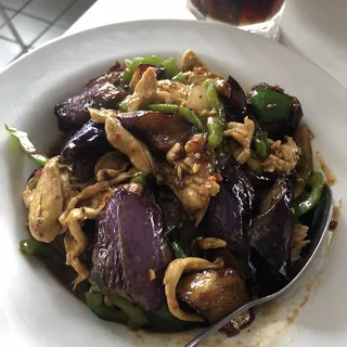 Eggplant with Basil Leaves
