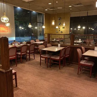 a view of a dining area