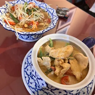 Kang Panang and Papaya Salad