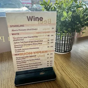 Wine Menu