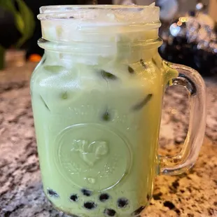 Green tea boba drink