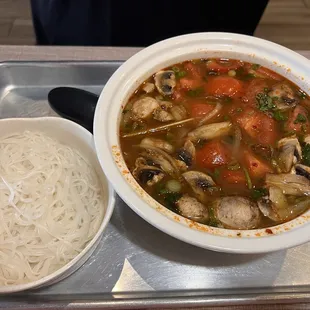 Tom Yum Soup**with pho noodles