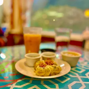 Thai tea and Steam dumplings