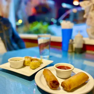 Egg rolls and steam dumplings