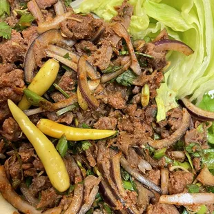 Beef Larb took two bites and I was done