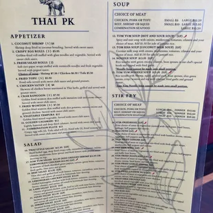 Menu front side 2023