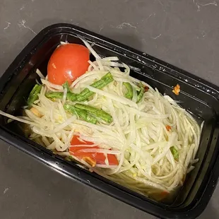 Papaya Salad. Very fresh but very spicy. Be warned.