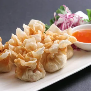 Crab &amp; Shrimp Wrapped: imitate crab meat, shrimp and Philadelphia cream cheese wrapped with Won Ton Skin