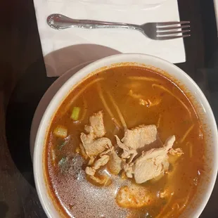 Lemon grass Tom Yum Noodle Soup with chicken