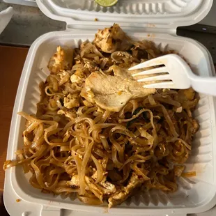 Soooooooo dry and burnt idk if I&apos;ll ever be back after this pad Thai