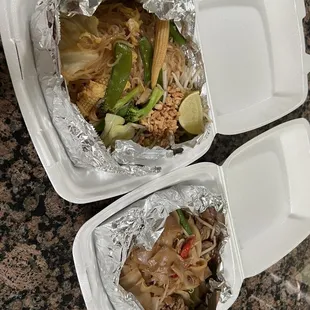 Pad Thai Noodles &amp; Drunken Noodle Beef