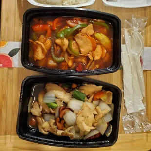 two containers of food on a table