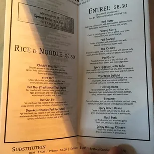 Lunch menu