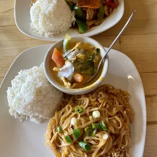 two plates of food on a table