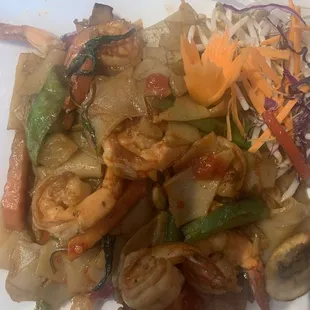 Drunken noodles either shrimp, Medium. I should have went with hot.