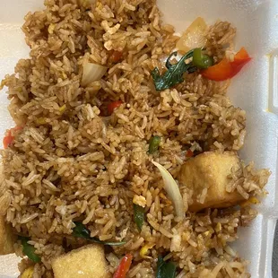 Basil fried rice with tofu