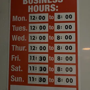 Hours of operation (follow their IG for latest updates)