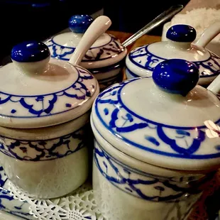 All the sauces:   Red sauce. Hot peppers. Green peppers.  Ginger etc