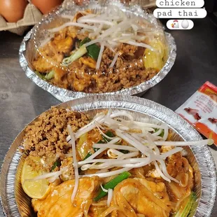 two plates of food on a table