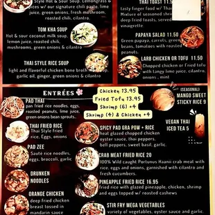 Menu as of January 2025 (p. 1)