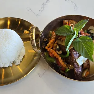 Entree- Basil Duck with steamed rice. Wife rated ( 8/10 )