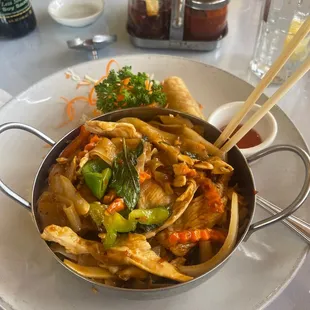 Drunken Noodles/Basil Noodles. Lunch portion. Huge. So good.