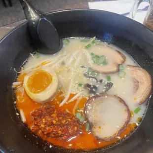 Takoyaki Ramen, highest spice level. Spicy but delicious!!