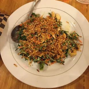 Yum Sa Moon Phrai, an herbal salad with basil, kaffir leaf, betel leaf, ginger, carrot, lemongrass, mint, and more good stuff.