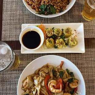 two plates of food on a table