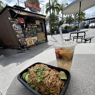 Chicken Pad Thai and Lemon Chia drink (had a few gulps before this picture but it came out filled to the top)