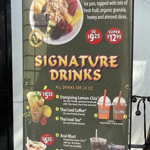 Açaí Bowl/ Drink Menu