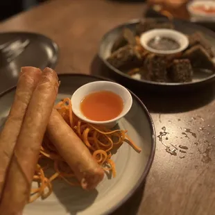 Veggie spring rolls, Crispy Chive Dumpling