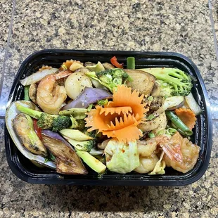 Eggplant with Seafood and extra veggies