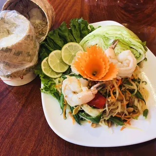 Papaya Pok Pok with Sticky Rice Salad