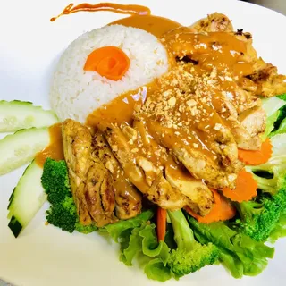 Chicken Satay Rice Plate