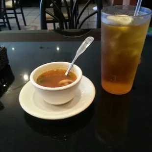 Excellent Tom Yum Kai soup and Ice Tea comes with lunch.