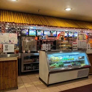the inside of a fast food restaurant