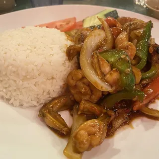 Frog Legs In Chili And Lemongrass With White Rice